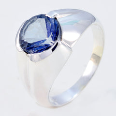 Elena Modern Solitaire Ring with Blue Gemstone Silver