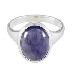 Milagros Ethnic Blue Solitaire Ring Iolite Blue