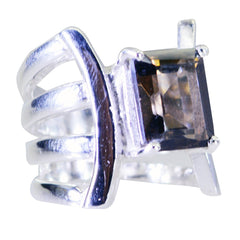 Yasmin Ethnic Brown Solitaire Ring with Silver Band