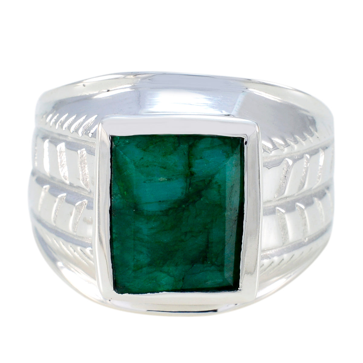 Abigail Ethnic Green Solitaire Ring Indian Emerald Green