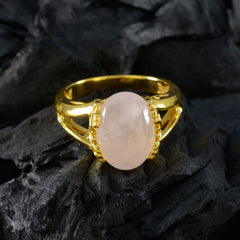 Harper Ethnic Pink Solitaire Ring with Gold Finish