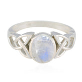 Katharina Ethnic White Solitaire Ring Rainbow Moonstone White