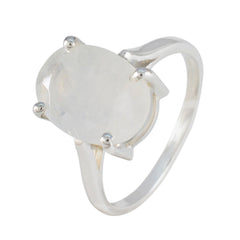 Riley Ethnic White Solitaire Ring with Oval Stone