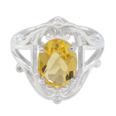 Pilar Ethnic Yellow Solitaire Ring with Gemstone Citrine Yellow