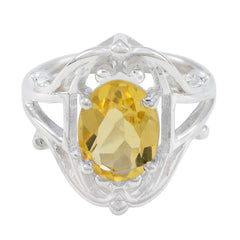 Pilar Ethnic Yellow Solitaire Ring with Gemstone Citrine Yellow
