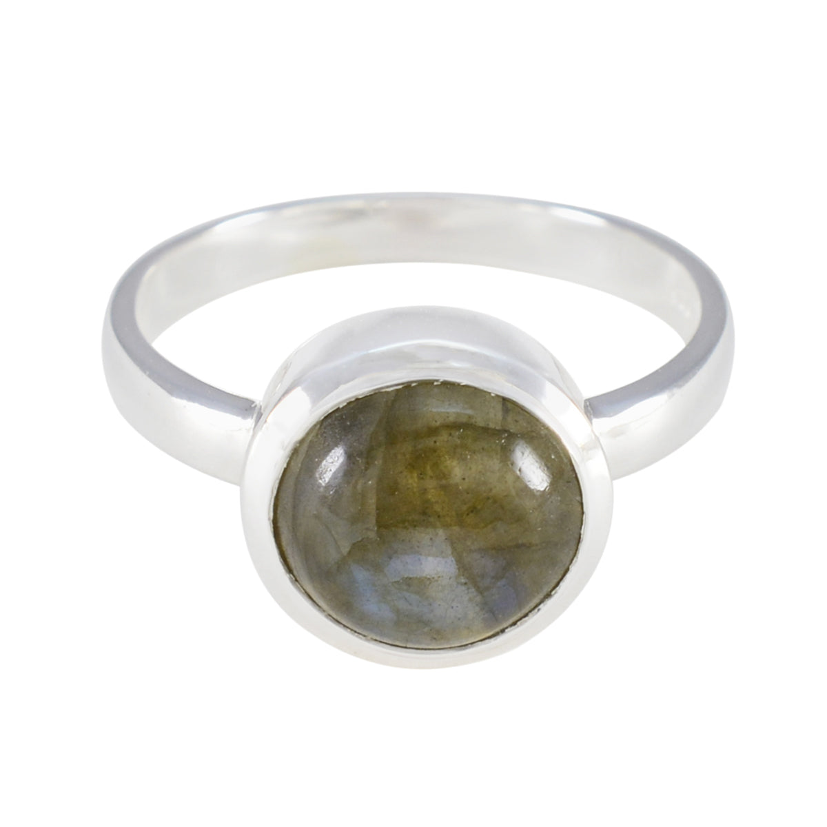 Eva Trendy Grey Solitaire Ring with Labradorite Stone Labradorite Gray