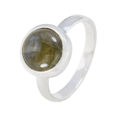 Eva Trendy Grey Solitaire Ring with Labradorite Stone