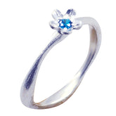 Yuna Fairytale Blue Solitaire Ring with Floral Design Blue Topaz Blue