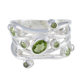 Nisa fairytale brown gemstone ring silver multi band ring with multiple green oval gemstones and organic vine design