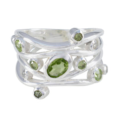 Nisa fairytale brown gemstone ring silver multi band ring with multiple green oval gemstones and organic vine design