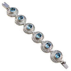 Alice Fashion Statement Bracelet with Blue Gem Accents Blue Topaz Blue