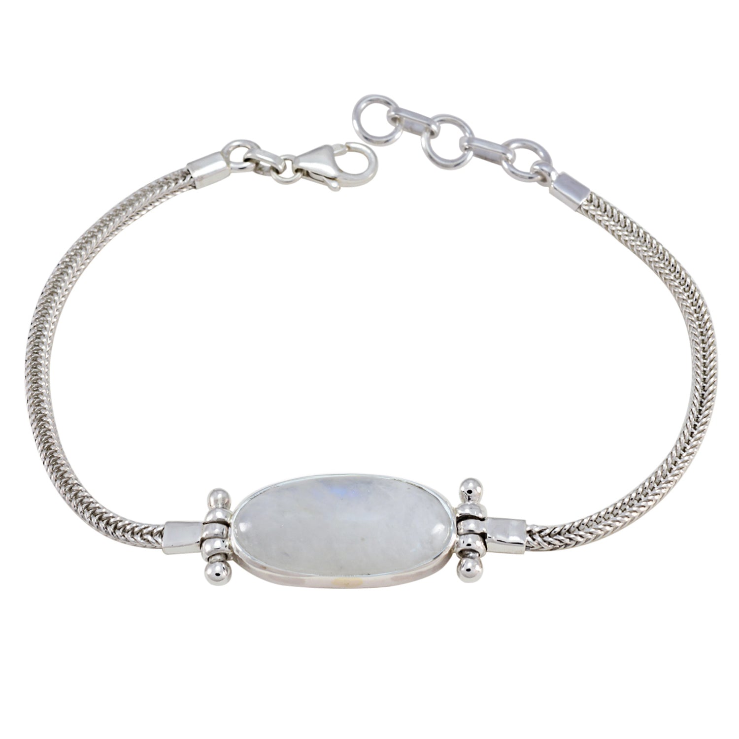 Victoria Featherlight White Chain Bracelet - Elegant Design Rainbow Moonstone White
