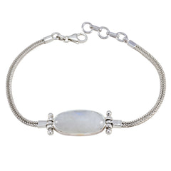 Victoria Featherlight White Chain Bracelet - Elegant Design Rainbow Moonstone White