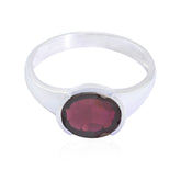 Putri Feminine Red Solitaire Ring in Sterling Silver Garnet Red