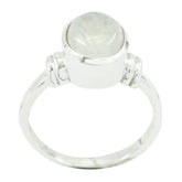 Nella Feminine White Gemstone Ring in Sterling Silver Rainbow Moonstone White