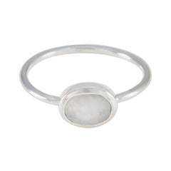 Josephine Feminine White Solitaire Ring Rainbow Moonstone White