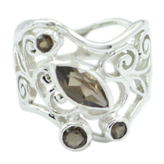 Abigail Filigree Brown Gemstone Ring in Sterling Silver smoky quartz Brown