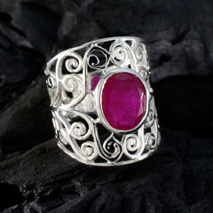 Lucy Filigree Solitaire Red Ring in Silver Design