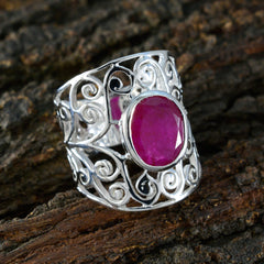 Lucy Filigree Solitaire Red Ring in Silver Design