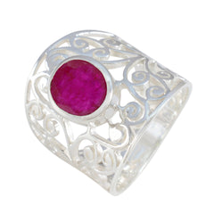 Lucy Filigree Solitaire Red Ring in Silver Design