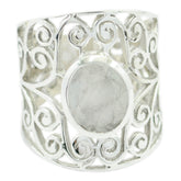 Isadora Filigree White Solitaire Ring Rainbow Moonstone White