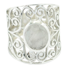 Isadora Filigree White Solitaire Ring Rainbow Moonstone White