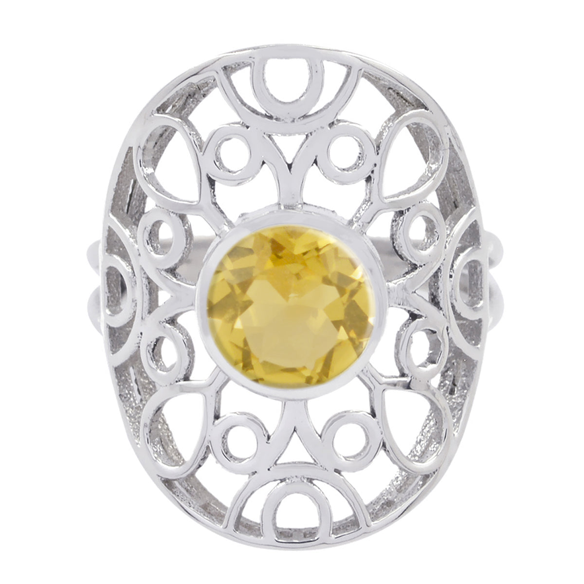 Ananya Filigree Yellow Solitaire Ring Citrine Yellow