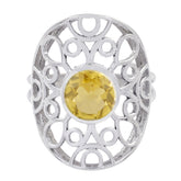 Ananya Filigree Yellow Solitaire Ring Citrine Yellow