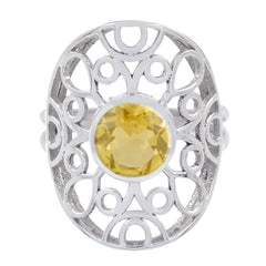 Ananya Filigree Yellow Solitaire Ring Citrine Yellow