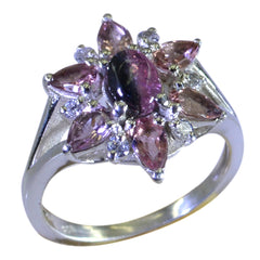 Putri Silver floral multicolor gemstone ring - Sparkle