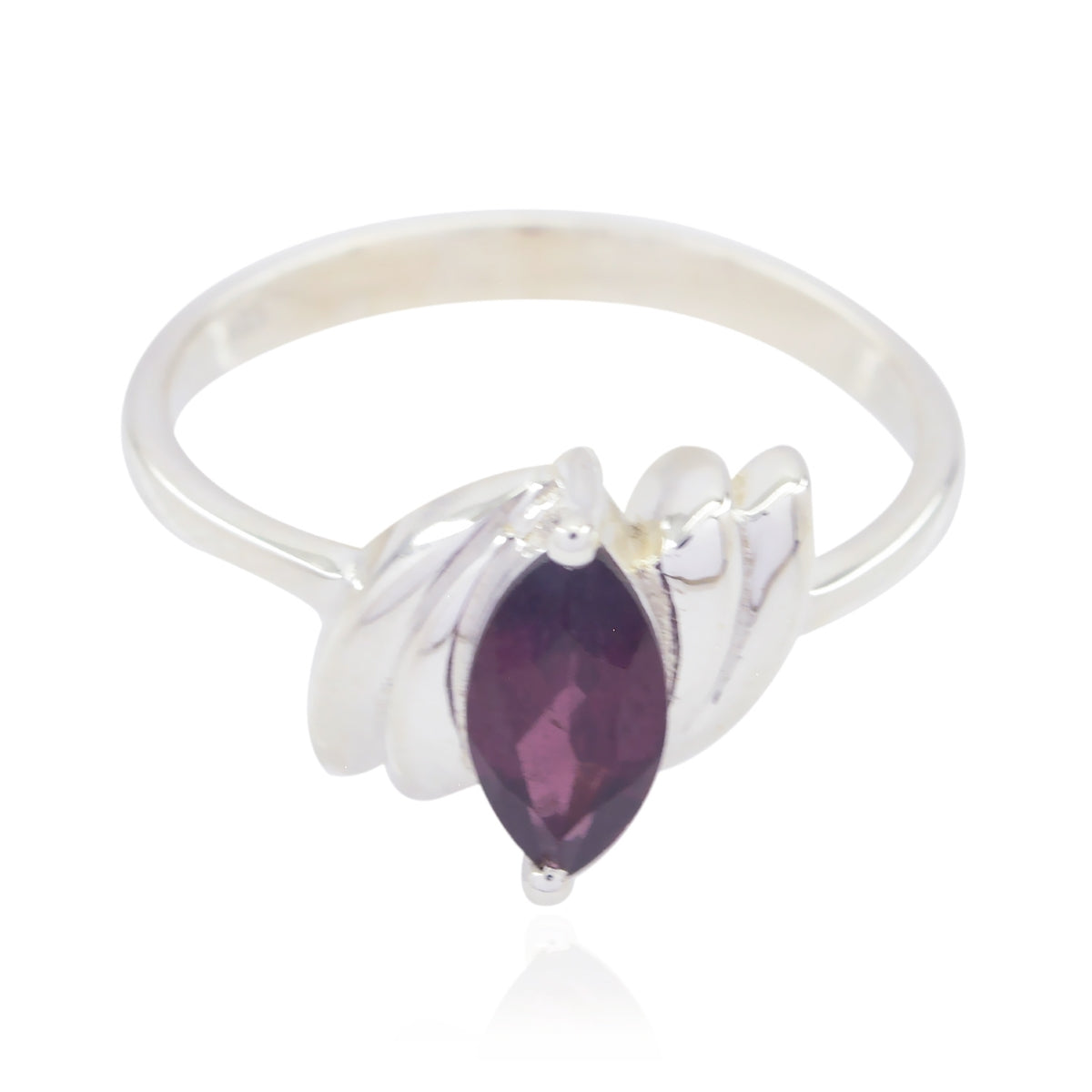 Dewi silver ring with marquise purple gemstone centerpiece gemstone ring for women