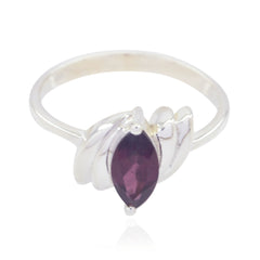 Dewi silver ring with marquise purple gemstone centerpiece gemstone ring for women