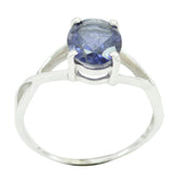 Sakura Gemstone Solitaire Ring India with Blue Gem Iolite Blue