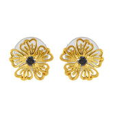 Bianca Gemstone Stud Earrings India - Floral Design Blue Sapphire CZ Blue Stud