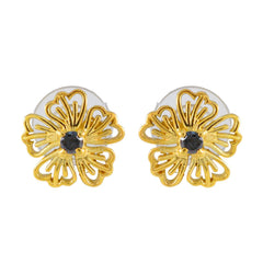 Bianca Gemstone Stud Earrings India - Floral Design Blue Sapphire CZ Blue Stud