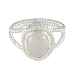 Genesis Rope-Wire White Solitaire Ring Rainbow Moonstone White