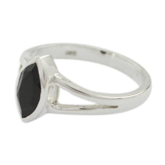 Ji-eun Geometric Black Solitaire Ring