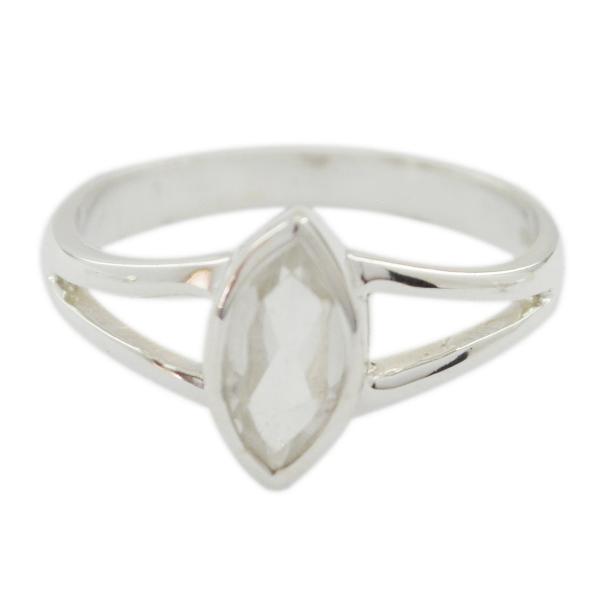 Camila geometric pink solitaire ring with marquise-cut pink stone and silver band
