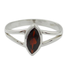 Ling Geometric Red Solitaire Ring in Sterling Silver Garnet Red