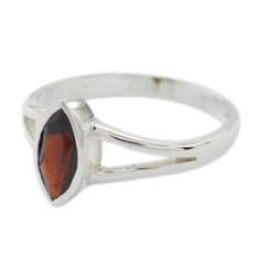 Ling Geometric Red Solitaire Ring in Sterling Silver