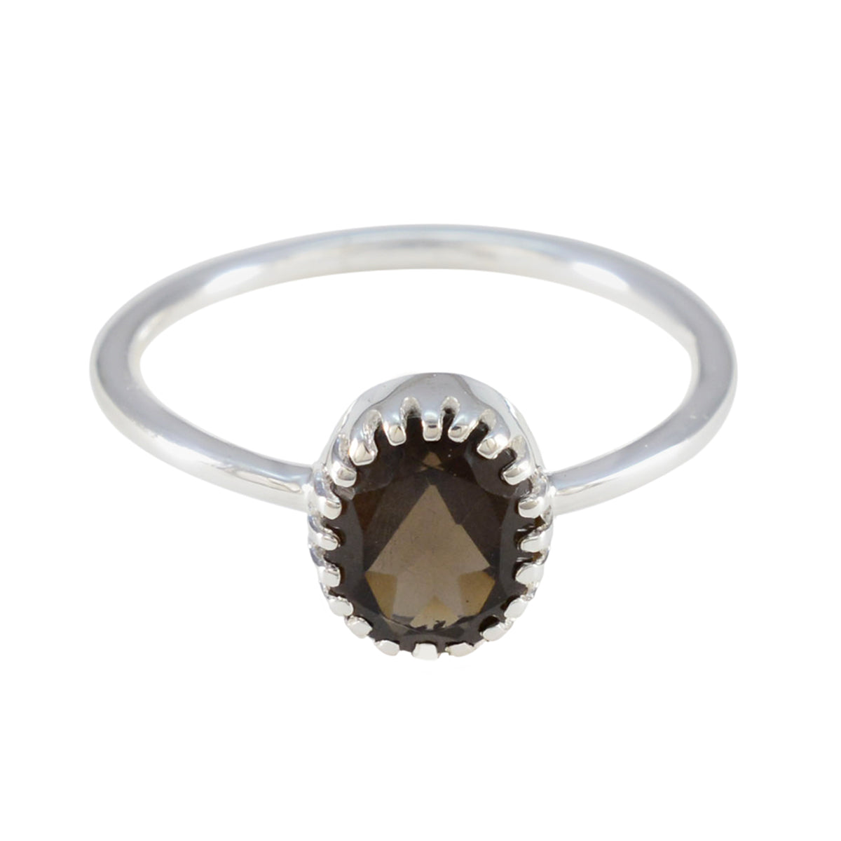 Naomi Glamorous Brown Solitaire Ring Smoky Quartz Brown