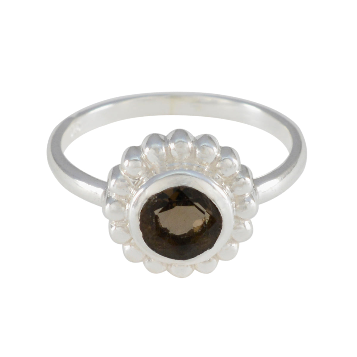 Ida Glamorous Brown Solitaire Ring with Silver Accent Smoky Quartz Brown