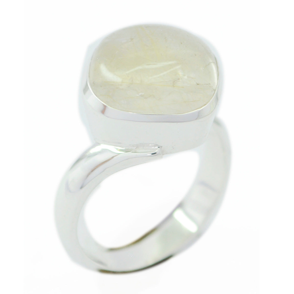 Nisa Glamorous Golden Solitaire Ring Rutile Quartz Yellow