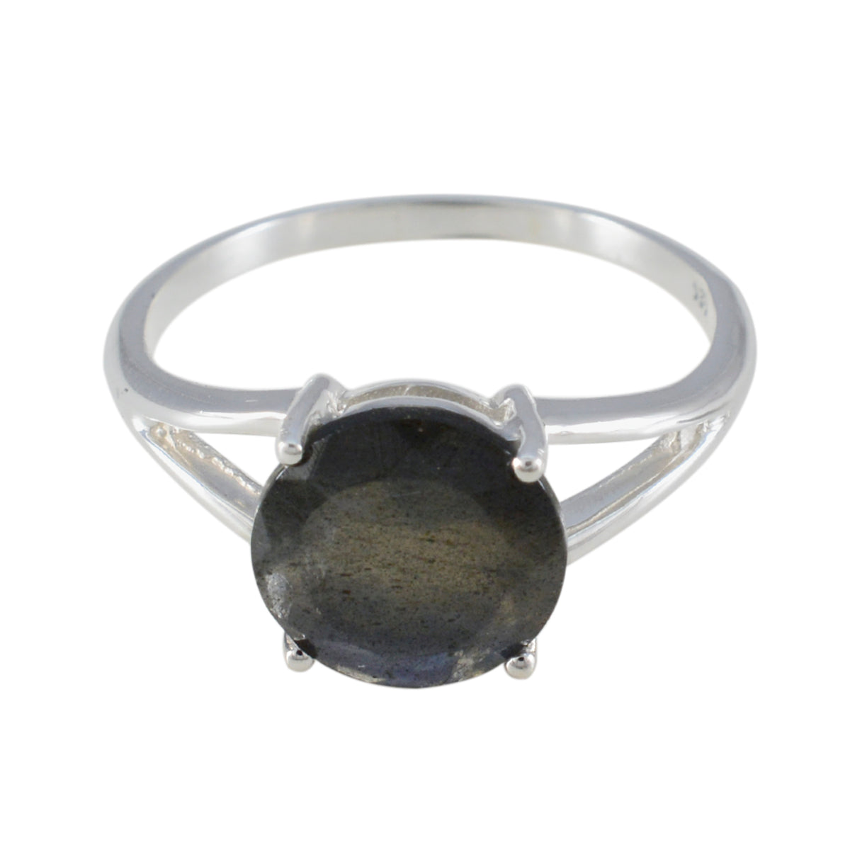 Alina Glamorous Grey Solitaire Ring Labradorite Gray