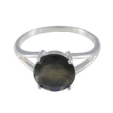 Alina Glamorous Grey Solitaire Ring Labradorite Gray