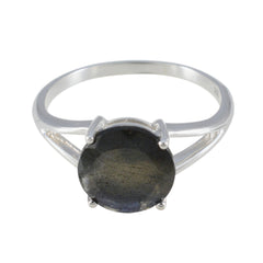 Alina Glamorous Grey Solitaire Ring Labradorite Gray