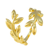Aisha Gold Leafy Adjustable Ring for Elegant Style Plain Gray