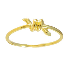 Milagros delicate gold twist ring for women with knot detail and slim polished band