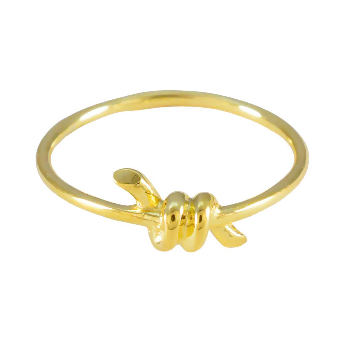 Milagros delicate gold twist ring for women with knotted design thin band ideal for stacking and everyday wear