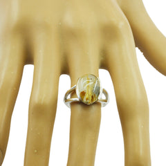 Savannah Golden Solitaire Ring with Oval Gemstone